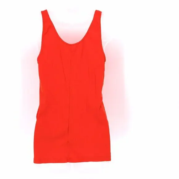 Old Navy First Layer Tank Top XL Ribbed Henley Functioning Button Orange - Picture 3 of 5